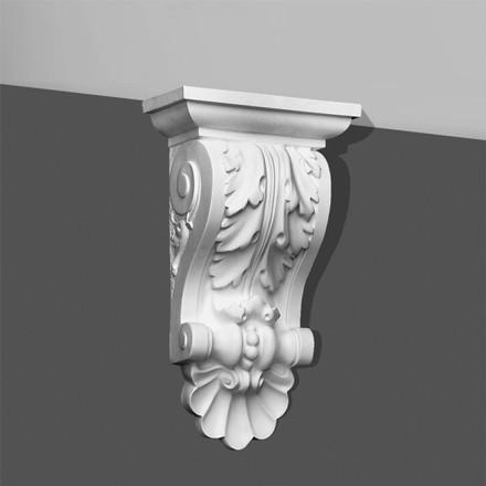 B-408-Luxxus Classic Polyurethane Corbel, Primed White. Height: 15-3/4"