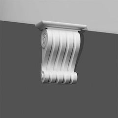 B-413-Luxxus Classic Polyurethane Corbel, Primed White. Height: 8-7/8"