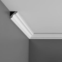 C215-Luxxus Plain Polyurethane Crown Molding, Primed White.  Face: 2-1/2" Length: 78-3/4"