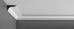 C220-Luxxus Plain Polyurethane Crown Molding, Primed White. Face 5-7/16" Length: 78-3/4"