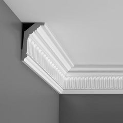 C304-Luxxus Decorative Polyurethane Crown Molding, Primed White. Face: 5-1/2" Length: 78-3/4"