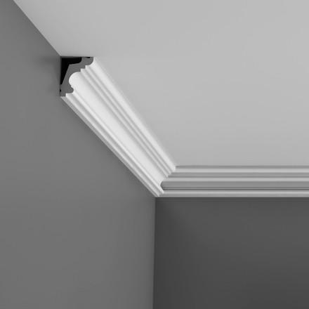 C322-Luxxus Plain Polyurethane Crown Molding, Primed White.  Face: 2-9/16"  Length: 78-3/4"