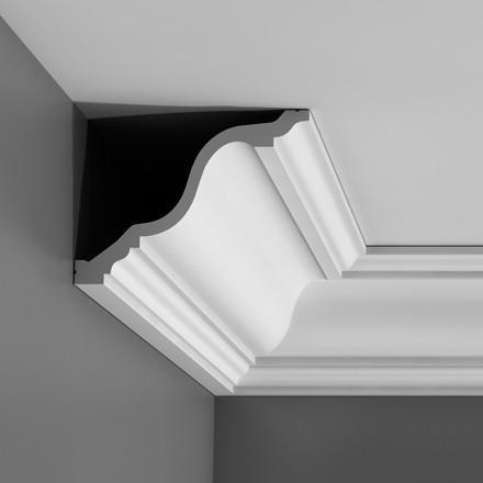 C334-Luxxus Plain Polyurethane Crown Molding,  Primed White. Face: 9-11/16" Length: 78-3/4"