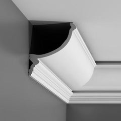 C900-Luxxus Plain Polyurethane Crown Molding for Indirect Lighting. Face: 8-13/16" Length: 78-3/4"