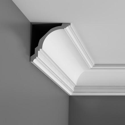 CX106 - Axxent Plain Duropolymer Crown Molding, Primed White. Face: 6-11/16" Length: 78-3/4"