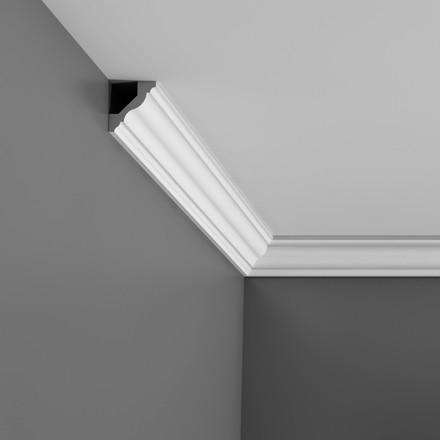 CX110 - Axxent Plain Duropolymer Crown Molding, Primed White. Face: 2-3/8" Length: 96"