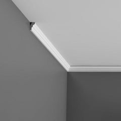 CX111 - Axxent Plain Duropolymer Crown Molding, Primed White. Face: 1-3/16" Length: 96"