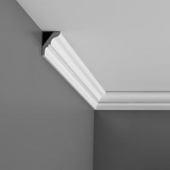 CX112 - Axxent Plain Duropolymer Crown Molding, Primed White. Face: 2-11/16" Length 96"