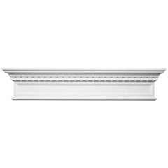 D120-Luxxus Classic Polyurethane Door Pediment, Primed White. Width: 48-13/16" Height: 9-13/16"