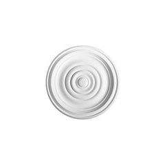 R-08-Luxxus Plain Polyurethane Ceiling Medallion, Primed White. Diameter: 14-15/16"