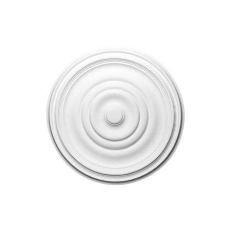 R-09-Luxxus Plain Polyurethane Ceiling Medallion, Primed White. Diameter: 19-1/8"