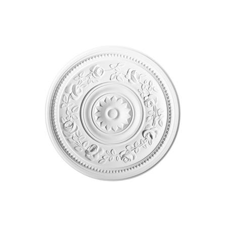 R-61-Luxxus Decorative Polyurethane Ceiling Medallion, Primed White. Diameter: 15-3/4"