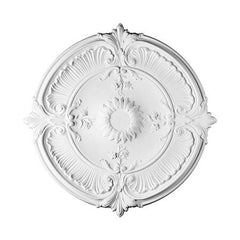 R-73-Luxxus Decorative Polyurethane Ceiling Medallion, Primed White. Diameter: 27-9/16"