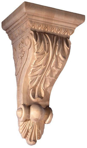 10"H X 5-3/8"W X 4-3/8"D - Medium fireplace corbel with acanthus leaf