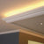 C300-Luxxus Plain Polyurethane Crown Molding, Primed White. Face: 8-9/16" Length: 78-3/4"