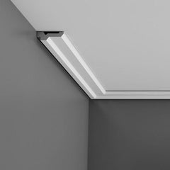 C360-Luxxus Plain Polyurethane Crown Molding, Primed White. Length: 78-3/4"