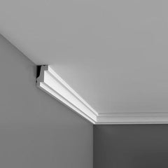 CB530 - Basixx Plain Durofoam Crown Molding, Primed White. Face: 1-1/8" Length: 78-3/4"