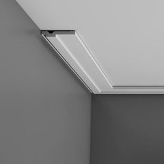 CX161 - Axxent Plain Duropolymer Crown Molding, Primed White. Face: 4-7/16" Length: 78-3/4"