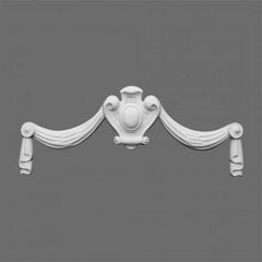 D1014-Luxxus Classic Polyurethane Door Header Accessory Piece, Primed White. Width: 13"