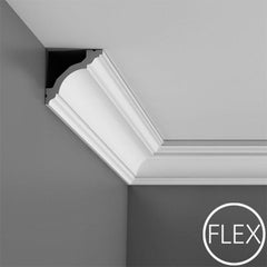 FC213-Flexible Plain Polyurethane Crown Molding, Flexible, Primed White. Face: 4-1/2"  Length: 78-3/4"