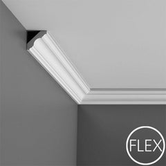 FC215-Flexible Plain Polyurethane Crown Molding, Flexible, Primed White. Face: 2-1/2" Length: 78-3/4"