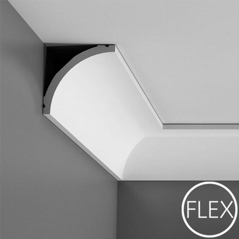 FC240-Flexible Plain Polyurethane Crown Molding, Flexible, Primed White. Face: 4-1/2" Length: 78-3/4"