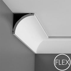 FC240-Flexible Plain Polyurethane Crown Molding, Flexible, Primed White. Face: 4-1/2" Length: 78-3/4"