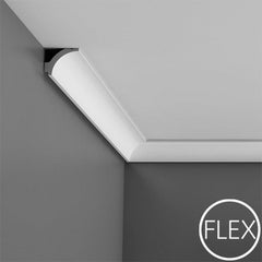 FC260-Flexible Plain Polyurethane Crown Molding, Flexible, Primed White. Face: 2-1/4" Length: 78-3/4"