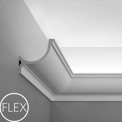 FC902-Flexible Plain Polyurethane Crown Molding, Flexible, Primed White. Face: 5-1/2" Length: 78-3/4"