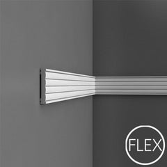 FP5020-Flexible Plain Polyurethane Panel Molding, Flexible, Primed White. Length: 78-3/4" Height: 3-9/16"