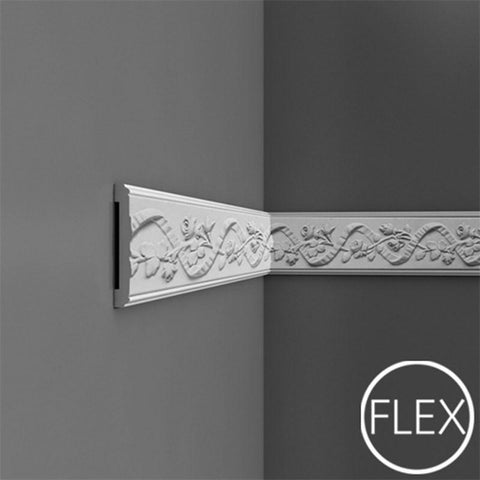 FP7010-Flexible Decorative Polyurethane Panel Molding, Flexible, Primed White. Length: 78-3/4" Height: 4-1/8"