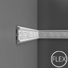 FP7020-Flexible Decorative Polyurethane Panel Molding, Flexible, Primed White. Length: 78-3/4" Height: 4-5/16"