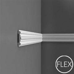 FP9020-Flexible Plain Polyurethane Panel Molding, Flexible, Primed White. Length: 78-3/4" Height: 3-3/4"