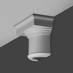 K1111-Luxxus Classic Duropolymer Half Capital, Primed White. Width: 14-3/8" Height: 11-13/16"