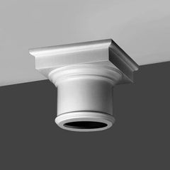 K1112-Luxxus Classic Duropolymer Whole Capital, Primed White. Width: 14-3/8" Height: 11-13/16"