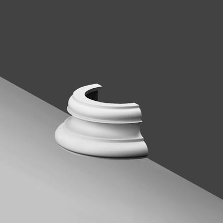 K1151-Luxxus Classic Duropolymer Half Column Base, Primed White. Width: 12-5/8" Height: 4-3/4"