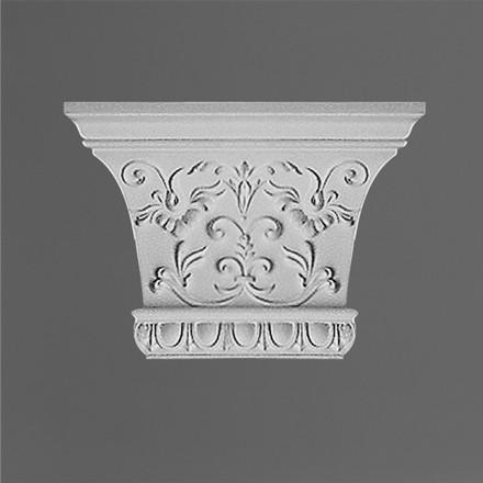 K221-Luxxus Classic Polyurethane Capital For K220, Primed White. Width: 13-3/8" Height: 8-11/16"