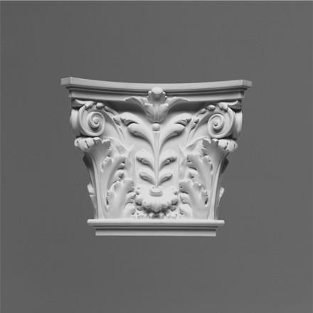 K251-Luxxus Classic Polyurethane Capital For Pilaster K250, Primed White. Width: 16-15/16" Height: 14"