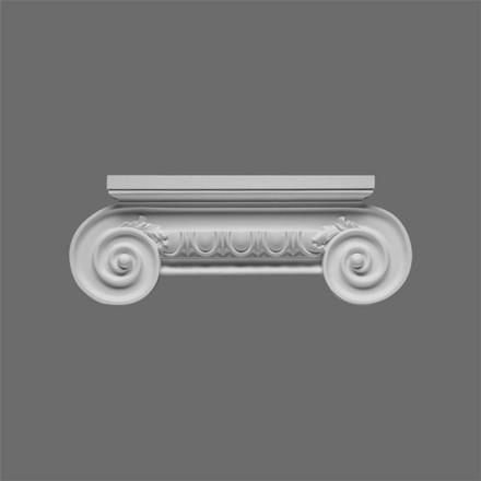 K253-Luxxus Classic Polyurethane Capital For Pilaster K250, Primed White. Width: 18-1/2" Height: 5-5/16"