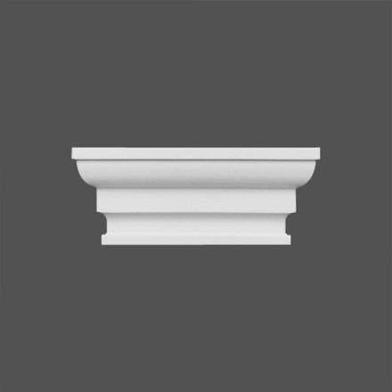 M9010B-Luxxus Classic Duropolymer Pilaster Cap, Primed White. Width: 4-15/16" Height: 1-15/16"