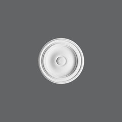 R-07-Luxxus Plain Polyurethane Ceiling Medallion, Primed White. Diameter: 10-1/4"