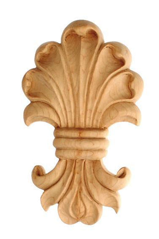 3-1/4"H X 2"W X 1/2"D -  decorative small applique in shell shape