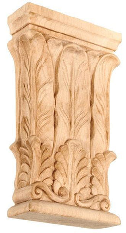 5-1/2"H X 3-1/4"W X 1"D - Decorated oak leafs small capital