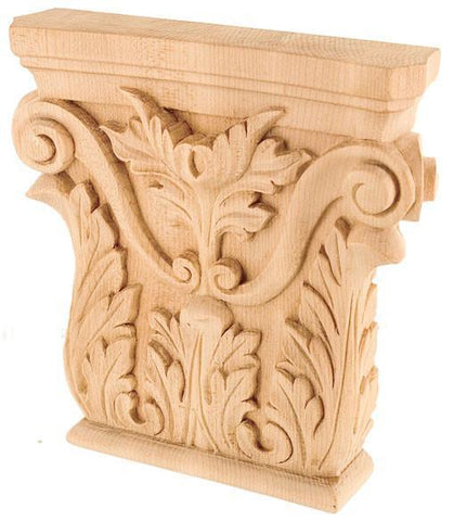 6-1/4"H X 6-1/8"W X 1-1/4"D - Large decorated acanthus leaf capital