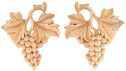 7-1/2"H X 6-7/8"W X 3/4"D - Large wooden grapes scroll