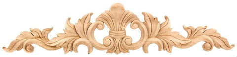 2-5/8"H X 12"W X 3/8"D - Small curly leaf applique / cartouche