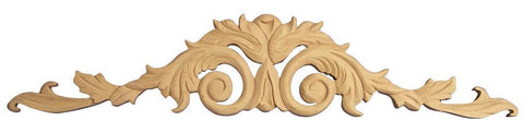 2-1/2"H X 12"W X 3/8"D - Small circled leaf applique / cartouche