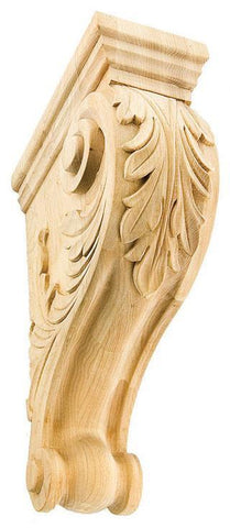 11"H X 3-1/2"W X 7-1/8"D -  Medium wide scrolled oak leaf corbel