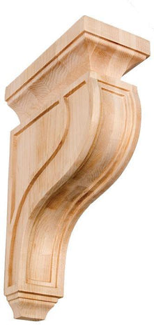 11"H X 3-1/2"W X 7-1/4"D - Medium wide curved traditional corbel