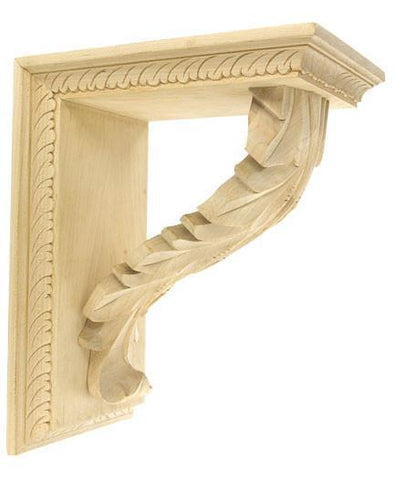 10-3/4"H X 6-1/4"W X 8-5/8"D - Medium size acanthus corbel rounded with bracket